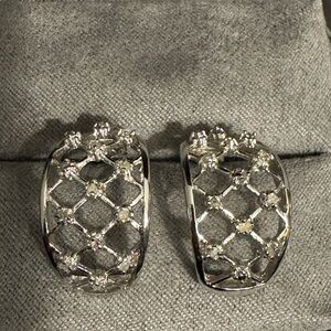 925 Sterling Silver Lattice Diamond Earrings
